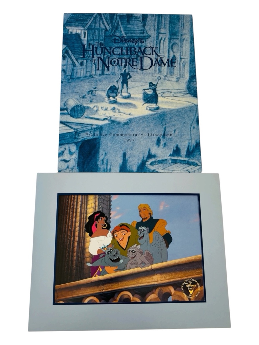 Hunchback of Notre Dame Disney Store 1997 Lithograph Quasimodo Esmeralda Phoebus
